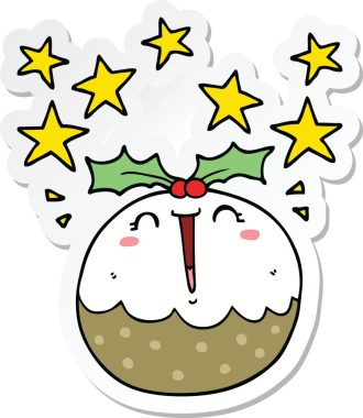 Bir insan tarafından çizilmiş mutlu noel pudingi.