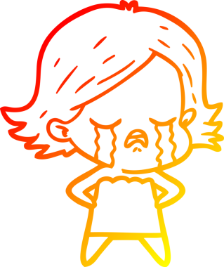 Bir insan tarafından çizilmiş ağlayan çizgi film kızı çizimi.