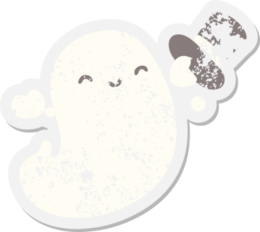 Bir insan tarafından çizilmiş silindir şapkalı bir hayalet.