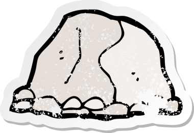 Bir insan tarafından çizilmiş büyük bir kaya karikatürünün gerilemiş yapıştırması.