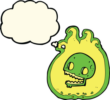 Bir insan tarafından çizilmiş düşünce baloncuğu ile Cadılar Bayramı Cadılar Bayramı alev sınırı