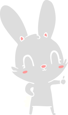 Bir insan tarafından çizilmiş düz renk çizgi film tavşanı.