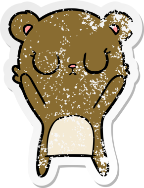 Bir insan tarafından çizilmiş barışçıl bir ayı yavrusunun sıkıntılı çıkartması.