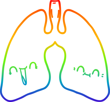 gökkuşağı gradyanı çizimi bir insan tarafından çizilmiş karikatür akciğerleri