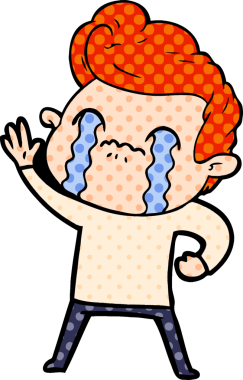 Bir insan tarafından çizilmiş ağlayan çizgi film adamı.