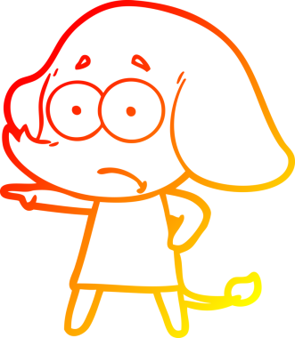 Bir insan tarafından çizilmiş, kararsız bir fil kızın çizgi çizimi.