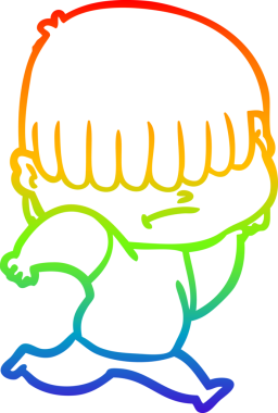 Bir insan tarafından çizilmiş dağınık saçlı bir çizgi film çocuğunun çizimi.