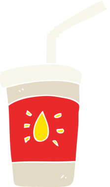 Bir insan tarafından çizilmiş gazoz içeceğinin düz renk çizimi