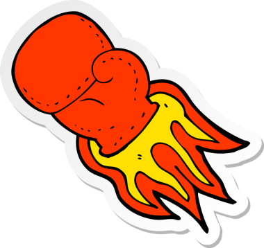 Bir insan tarafından çizilmiş süper yumruk karikatürü çıkartması.