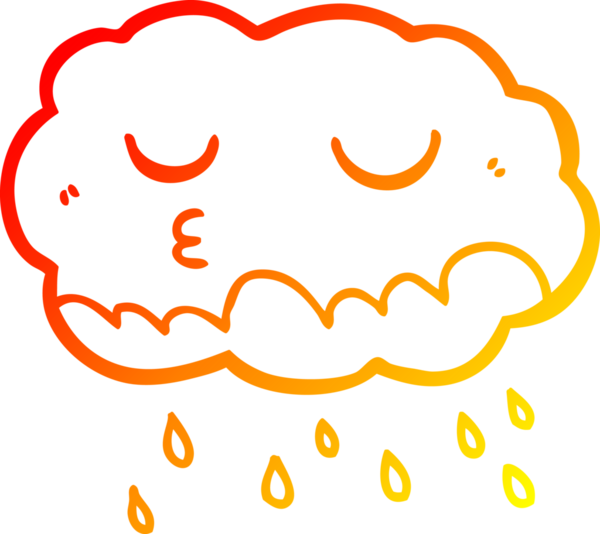 Bir insan tarafından çizilen yağmur bulutunun sıcak çizgi çizimi