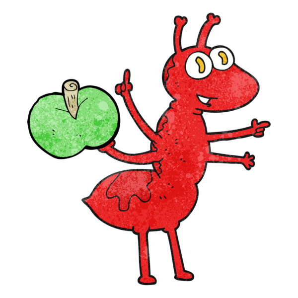 Bir insan tarafından çizilmiş elmalı karınca desenli.