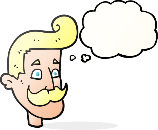 Bir insan tarafından çizilmiş bıyıklı serbest çizim baloncuk karikatür adam.