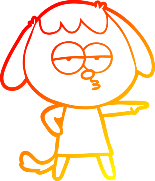 Bir insan tarafından çizilen ve sıkılmış bir köpeğin sıcak çizgi çizimi.