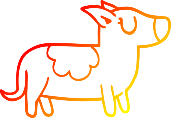 Bir insan tarafından çizilmiş mutlu bir köpeğin sıcak çizgi çizimi.