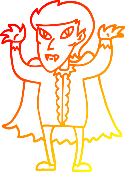 Bir insan tarafından çizilmiş karikatür vampirinin sıcak çizgi çizimi