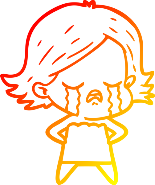 Bir insan tarafından çizilmiş ağlayan çizgi film kızı çizimi.