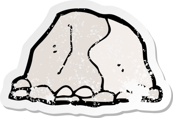 Bir insan tarafından çizilmiş büyük bir kaya karikatürünün gerilemiş yapıştırması.