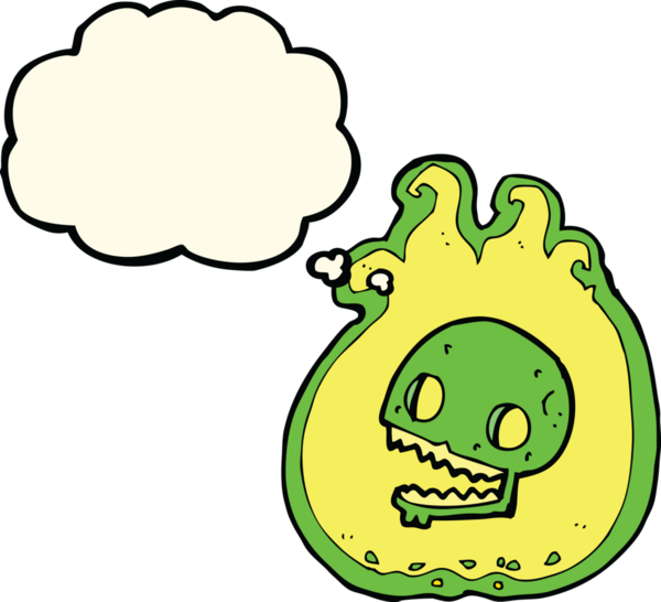 Bir insan tarafından çizilmiş düşünce baloncuğu ile Cadılar Bayramı Cadılar Bayramı alev sınırı