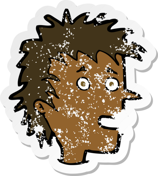 Bir insan tarafından çizilmiş heyecanlı bir çizgi filmin gerilimli çıkartması.