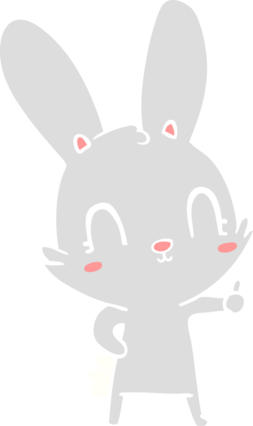 Bir insan tarafından çizilmiş düz renk çizgi film tavşanı.