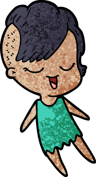 Bir insan tarafından çizilmiş mutlu çizgi film kızı.