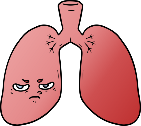 Bir insan tarafından çizilmiş kızgın akciğerler.
