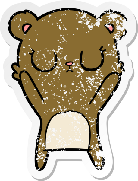 Bir insan tarafından çizilmiş barışçıl bir ayı yavrusunun sıkıntılı çıkartması.