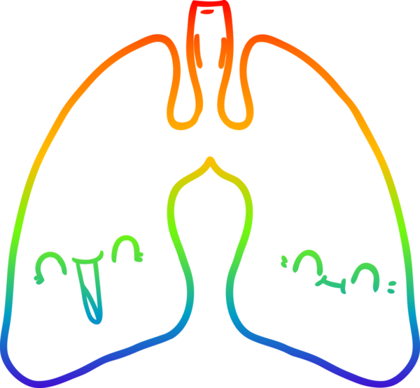 gökkuşağı gradyanı çizimi bir insan tarafından çizilmiş karikatür akciğerleri