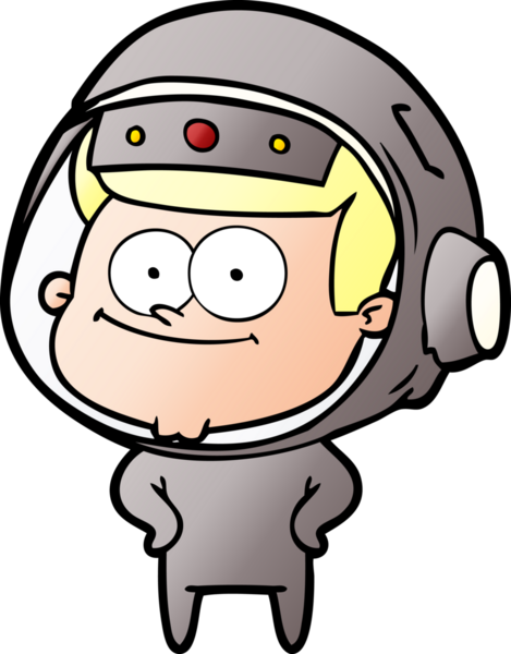 Bir insan tarafından çizilmiş mutlu astronot çizgi filmi.