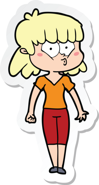 Bir insan tarafından çizilmiş ıslık çalan bir kızın çıkartması.