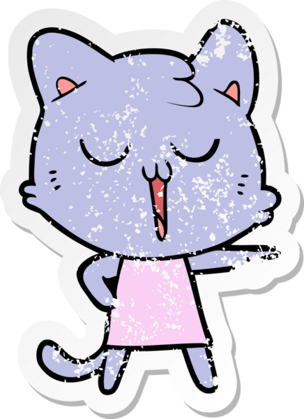 Bir insan tarafından çizilmiş çizgi film kedisinin sıkıntılı çıkartması.