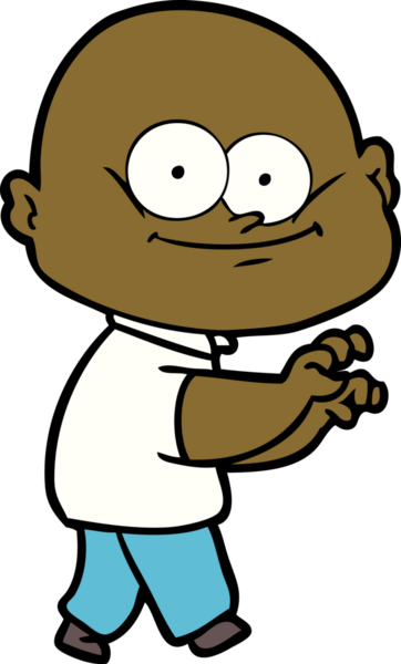 Bir insan tarafından çizilmiş kel bir adam.