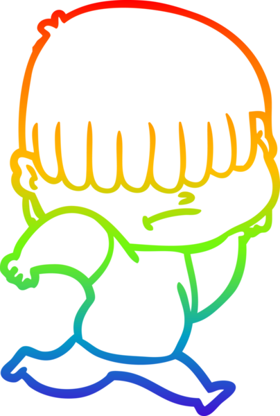 Bir insan tarafından çizilmiş dağınık saçlı bir çizgi film çocuğunun çizimi.