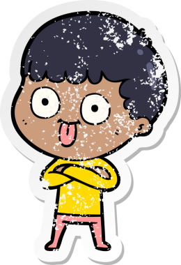 Bir insan tarafından çizilmiş karikatür adamın sıkıntılı çıkartması.