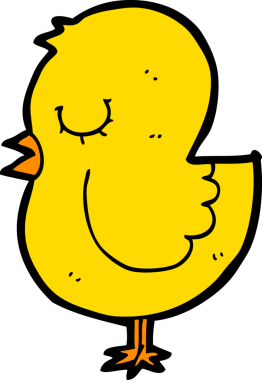 Bir insan tarafından çizilmiş çizgi film kuşu.