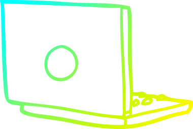 Bir insan tarafından çizilen dizüstü bilgisayarın soğuk gradyan çizgisi