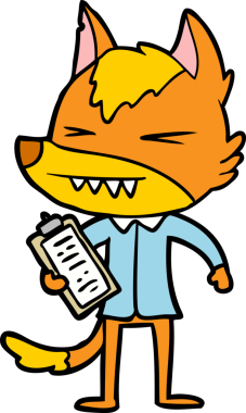 Ofis çalışanı Fox çizgi film karakteri bir insan tarafından çizilmiş.