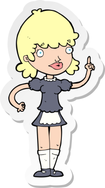 Bir insan tarafından çizilmiş çizgi film hizmetçisinin çıkartması.