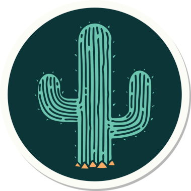 Bir insan tarafından çizilmiş geleneksel bir kaktüs stili dövme çıkartması.