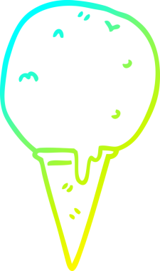 Bir insan tarafından çizilmiş dondurma külahının soğuk gradyan çizimi.