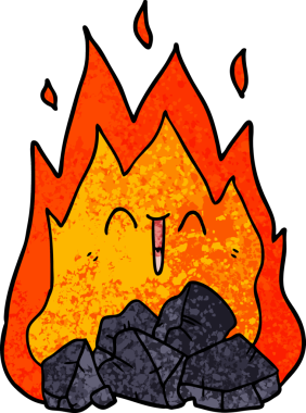 Bir insan tarafından çizilen yanan kömür çizgi filmi