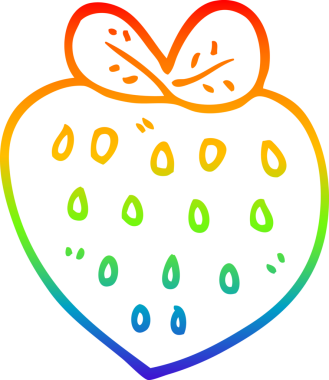 Bir insan tarafından çizilen çilek karikatürünün çizimi.