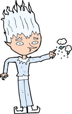 Bir insan tarafından çizilmiş Jack Frost çizgi filmi.