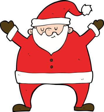 Bir insan tarafından çizilmiş Noel Baba çizgi filmi.