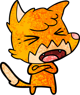 Bir insan tarafından çizilmiş kızgın çizgi film tilkisi.