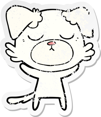 Bir insan tarafından çizilmiş şirin bir köpeğin sıkıntılı çıkartması.