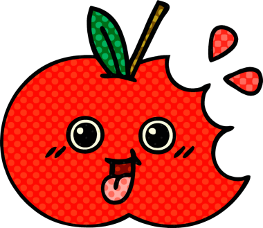 Bir insan tarafından çizilmiş kırmızı elma çizgi filmi.