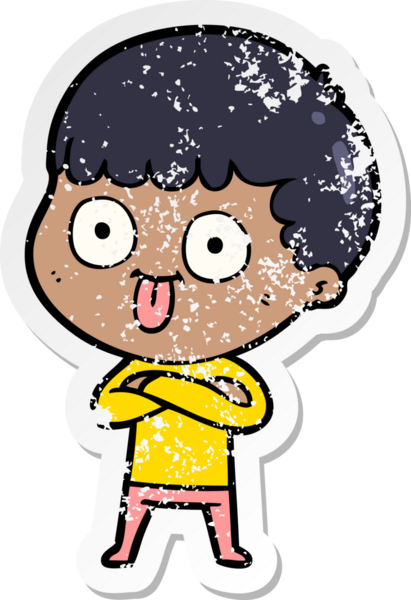 Bir insan tarafından çizilmiş karikatür adamın sıkıntılı çıkartması.