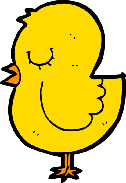 Bir insan tarafından çizilmiş çizgi film kuşu.