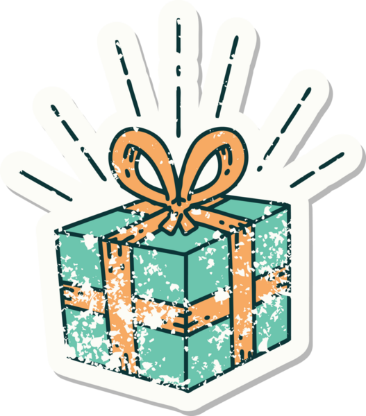 Bir insan tarafından çizilmiş dövme stili eski bir çıkartma.